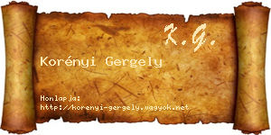Korényi Gergely névjegykártya